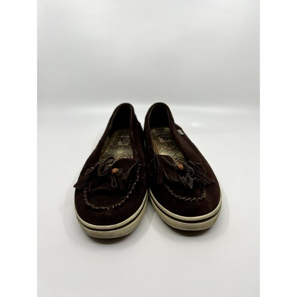 VANS Women's 'Mikalah' Slip On Leather Beaded Fringe Moccasins Size 8 Pre-Owned - Picture 2 of 5